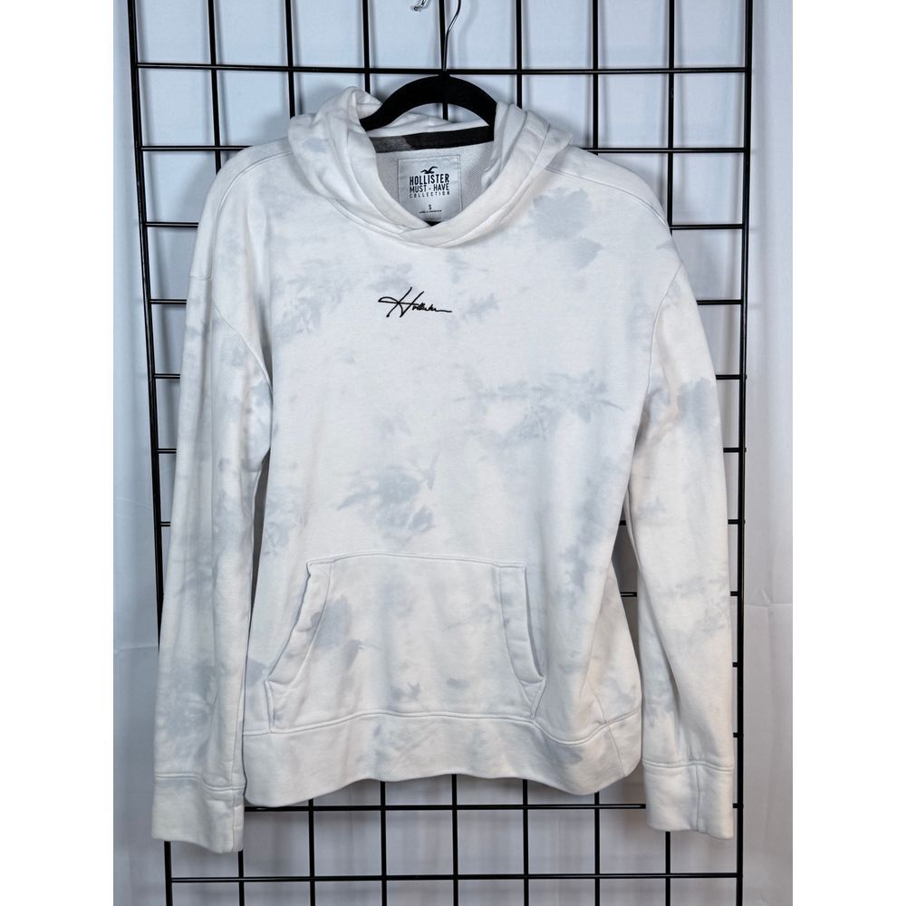 Hollister Tie Dyed Hoodie Pullover‎ Sweatshirt Mens S White Streetwear Hippie